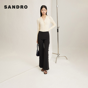 SANDRO经典款女装法式慵懒条纹编织针织开衫修身上衣SFPCA00118