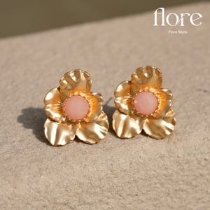 FloreMure『海棠』小众品牌复古耳饰 天然粉晶石春夏温柔气质