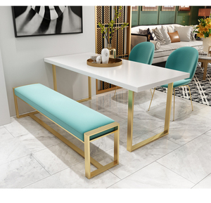 北欧铁艺餐桌椅轻奢一桌四椅组合现代简约大理石长条桌家用小户型
