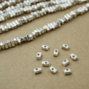 泰国手工银DIY隔珠 纯银长方形小银块实心碎银子散珠串珠银配件