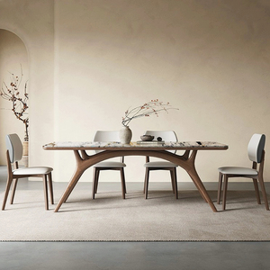 天然潘多拉奢石餐桌子实木轻奢高端大理石餐桌创意新家具现货定制