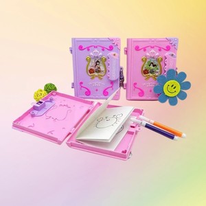 网红牡丹侠精致儿童密码锁日记本装糖玩具3g 内含彩笔彩珠糖 画册