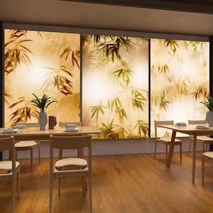 新中式朦胧竹叶光影灯箱杜邦纸氛围感植物餐饮店美容院卡布软膜