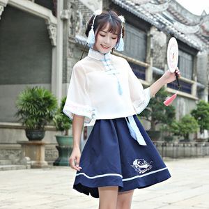 复古风女装汉服女夏装学生古装改良夏现代日常少女公主中国风套装