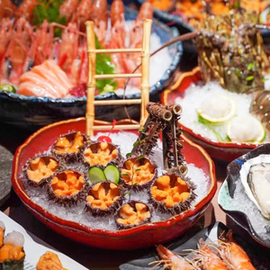 日式陶瓷料理餐具复古红色刺身盘碗三文鱼冰盘海鲜拼盘烤肉店盘子