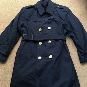 老式87式海风衣女式老款中长藏青色库存老款帆布加绒大衣