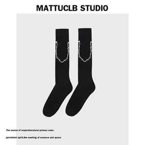 MATTUCLB 甜酷穿搭半筒袜子女夏季个性设计感百搭链条小腿袜ins潮