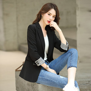 黑色小西装外套女上衣2024春秋季新款韩版休闲英伦风西服职业套装