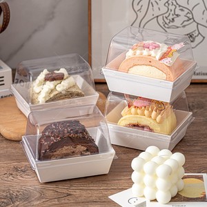 蛋糕卷包装盒子切块一次性瑞士虎皮卷半圆烘焙蛋糕班戟西点打包盒