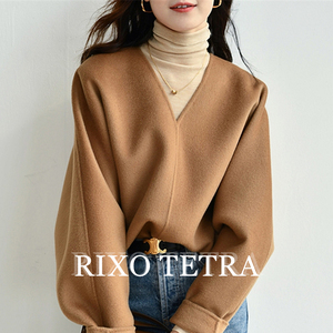 RIXO TETRA简约小众廓形卫衣羊毛呢上衣套头羊绒外套双面呢大衣女