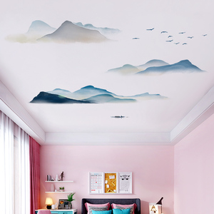 创意天花板装饰贴纸房间卧室吊顶墙纸自粘壁纸屋顶防水墙贴画遮丑
