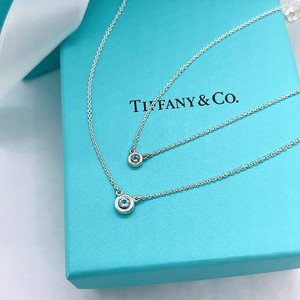 Tiffany&Co蒂芙尼Elsa Peretti®系列纯银海蓝宝石项链单钻锁骨链