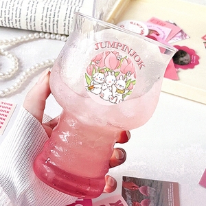 少女心粉色玻璃杯喝水水杯送礼礼品女生可爱创意小众饮品杯牛奶杯