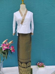 新款西双版纳傣族服装女中长袖上衣长裙工作服传统傣族裙日常套装