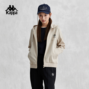 Kappa卡帕复古开身帽衫2024新款女运动卫衣休闲长袖外套K0E42MK01