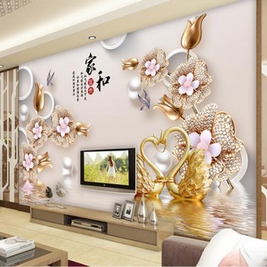 中式家和竹木纤维集成墙板电视背景墙快装扣板客厅沙发影视护墙板