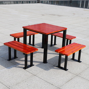 定制户外防腐木桌椅树池坐凳围树椅室外小区长条凳实木一桌四椅