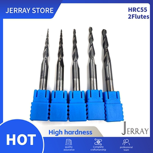 JERRAY HRC55度2刃斜度球刀锥度球头立铣刀雕刻加长涂层钨钢合金