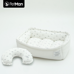 PetMan小鲨鱼一体窝垫便携亲肤舒适宠物窝纯棉婴儿级棉纱午睡垫