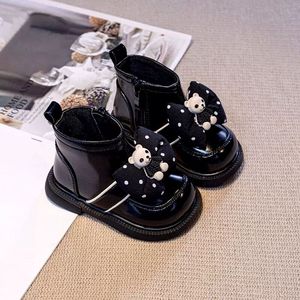 女童短靴冬季女宝宝加绒棉鞋马丁靴婴儿童公主鞋小童学步鞋子皮鞋