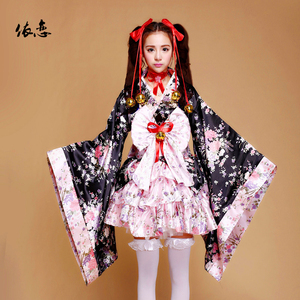 动漫服装极乐净土舞蹈服日本樱花和服cos洛丽塔洋装和服式女仆装