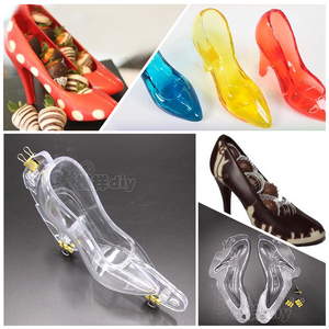 DIY巧克力创意立体高跟鞋模具两片装送夹子PC 鞋子模型水晶糖衣模