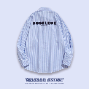 不乏寒冬 WOODOO 设计师品牌 日系复古条纹休闲百搭 男女衬衫