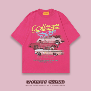 卡车叠叠乐 WOODOO 设计师品牌 美式卡通车字母印花 男女短袖T恤