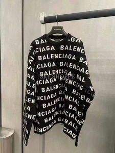 Balenciaga/巴黎世家 新款弹幕字母logo 黑色白色毛衣针织衫