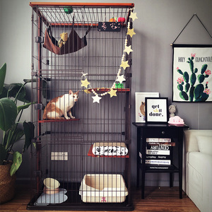 室内猫舍猫笼子日式实木别墅出口日本家用猫窝超大三四层猫咪木框