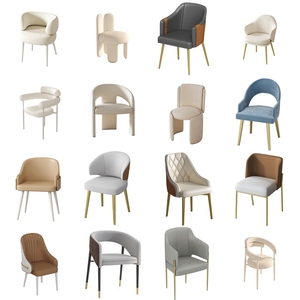 北欧设计师高端单人餐椅现代简约靠背椅网红咖啡酒店椅西餐厅椅子