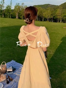 RIXO DORE法式露腰背裙子超仙女连衣裙夏季设计收腰显瘦甜美减龄