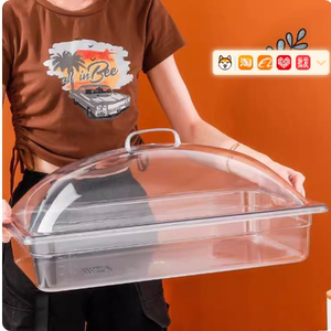 寿司盒子摆摊专用寿司摆摊展示盒带盖亚克力食品展示盘透明塑料方