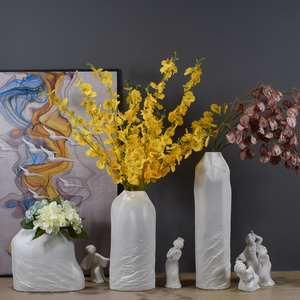 陶瓷大花瓶摆件客厅插花新中式简约轻奢创意花器威古汇山水素白
