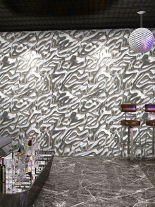 水波纹银色仿不锈钢天花板墙布3d立体墙纸工业风餐厅吊顶装饰壁纸