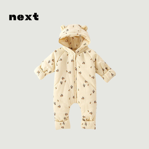 英国Next0一3月婴儿冬装外出抱衣三层夹棉连体衣保暖加厚外套男女