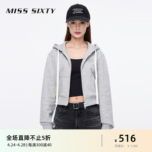 Miss Sixty卫衣外套女连帽拉链抽绳美式轻运动风休闲