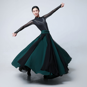 新款蒙古族舞蹈演出服装女成人艺考大摆裙练习长裙民族半身裙套装