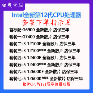 INTEL英特尔G6900 7400 i3 12100F I5 12400F i5 12600KF CPU散片
