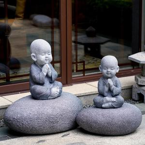 中式禅意家居小和尚佛像大摆件花园庭院创意石雕装饰品供佛小沙弥