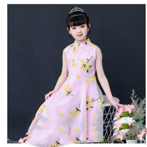 香港品牌2023女童连衣裙夏装新款时尚洋气优雅中国风旗袍公主纱裙