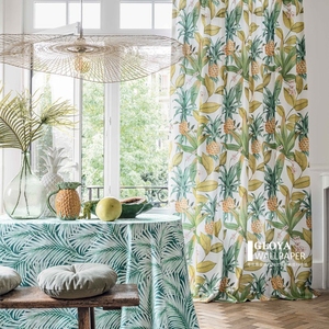 PARANA 法国原装进口窗帘面料 现代简约植物叶子菠萝图案窗帘布艺