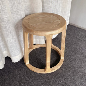 新中式小凳子家用矮凳实木方凳白蜡木成人圆凳木板凳化妆凳换鞋凳