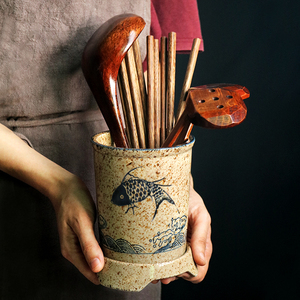 日式筷篓陶瓷筷子筒沥水家用筷子桶厨房筷子盒餐具笼收纳架置物架
