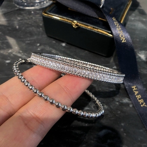 珠宝级~万花筒珠珠手镯戒指925纯银镶嵌满钻轻奢时尚手环科技钻