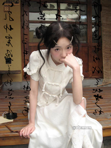 新中式旗袍连衣裙时尚套装女夏季短款盘扣半袖上衣+半身裙两件套