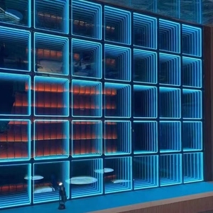 千层镜霓虹灯箱无限深渊镜地砖镜钢化玻璃酒吧装饰打卡网红墙定制