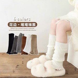 日系女童堆堆袜套秋冬儿童针织复古护腿保暖韩版中筒小腿套y2k风
