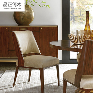 美式现代进口实木餐椅棉麻布艺软包休闲书椅办公室坐椅家用