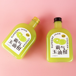 扁方创意玉油甘茶瓶 鲜榨果汁酸梅汤一次性饮料瓶 PET塑料酵素瓶